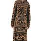 Calvin Klein Feminino Gola Asa Animal Print Manga Longa Aberta Cardigan Suéter Marrom Tamanho GG