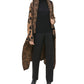 Calvin Klein Feminino Gola Asa Animal Print Manga Longa Aberta Cardigan Suéter Marrom Tamanho GG