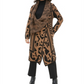 Calvin Klein Feminino Gola Asa Animal Print Manga Longa Aberta Cardigan Suéter Marrom Tamanho GG