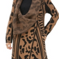 Calvin Klein Feminino Gola Asa Animal Print Manga Longa Aberta Cardigan Suéter Marrom Tamanho GG