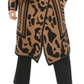 Calvin Klein Feminino Gola Asa Animal Print Manga Longa Aberta Cardigan Suéter Marrom Tamanho GG