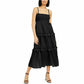 Vestido longo feminino INC com babados e camadas, preto, tamanho GG