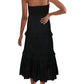 Vestido longo feminino INC com babados e camadas, preto, tamanho GG