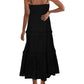 Vestido longo feminino INC com babados e camadas, preto, tamanho GG