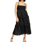 Vestido longo feminino INC com babados e camadas, preto, tamanho GG
