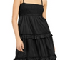 Vestido longo feminino INC com babados e camadas, preto, tamanho GG