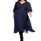 Vestido feminino plus size com botões frontais, azul, tamanho 3X, da coleção Ny