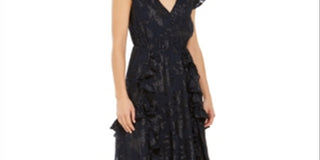 Vestido midi com babados e botões frontais INC feminino azul-marinho 2XL