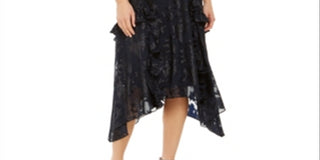 Vestido midi com babados e botões frontais INC feminino azul-marinho 2XL