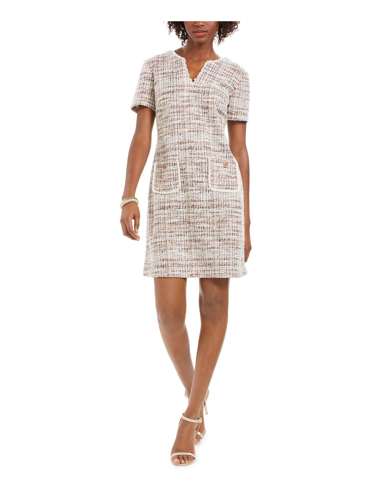 Vestido feminino de tweed com detalhe de bolso, laranja e vermelho, tamanho 12, da Connected Apparel