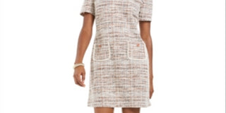 Connected Apparel Women's Tweed Pocket Detail Dress  Orange Red Size 12