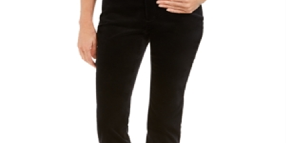 Calça jeans reta com controle de barriga e veludo Charter Club feminina, preta, tamanho 10
