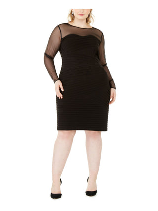 Vestido justo plus size com detalhe de ilusão Calvin Klein feminino, preto, tamanho 16W