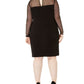 Vestido justo plus size com detalhe de ilusão Calvin Klein feminino, preto, tamanho 16W