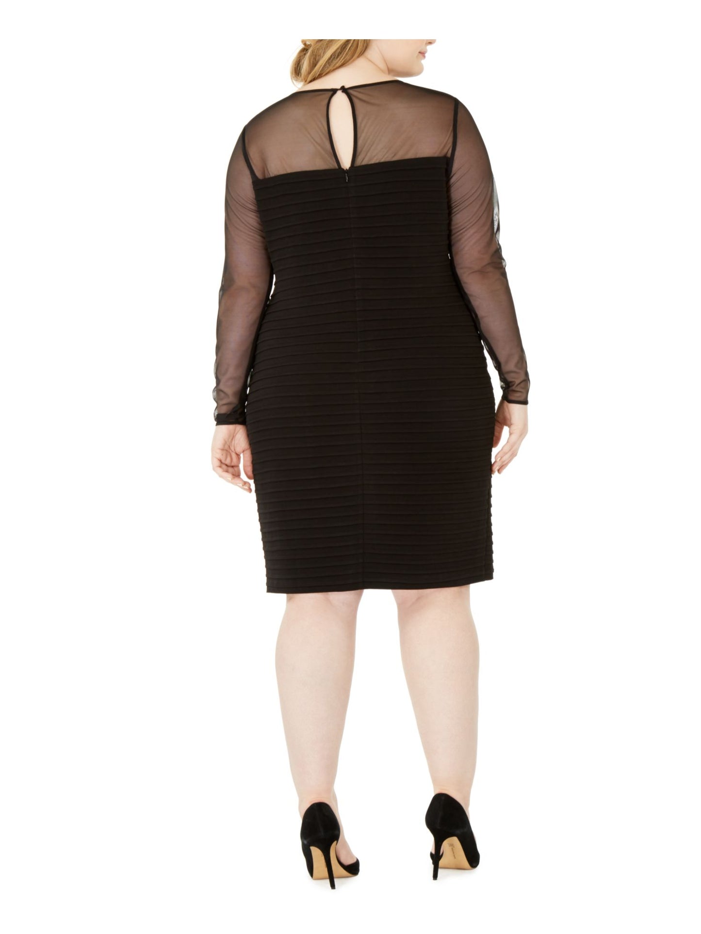 Vestido justo plus size com detalhe de ilusão Calvin Klein feminino, preto, tamanho 16W