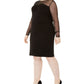 Vestido justo plus size com detalhe de ilusão Calvin Klein feminino, preto, tamanho 16W