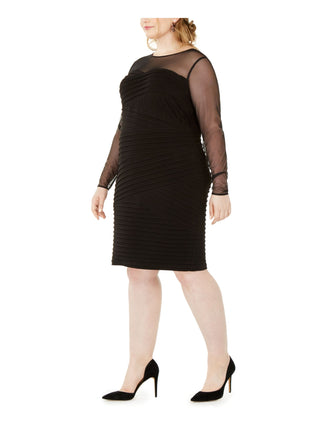 Vestido justo plus size com detalhe de ilusão Calvin Klein feminino, preto, tamanho 16W