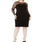 Vestido justo plus size com detalhe de ilusão Calvin Klein feminino, preto, tamanho 16W