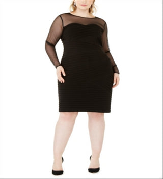 Vestido justo plus size com detalhe de ilusão Calvin Klein feminino, preto, tamanho 16W