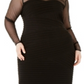Vestido justo plus size com detalhe de ilusão Calvin Klein feminino, preto, tamanho 16W