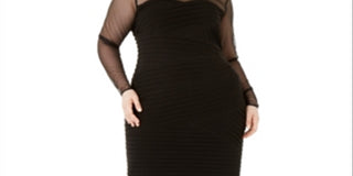 Vestido justo plus size com detalhe de ilusão Calvin Klein feminino, preto, tamanho 16W