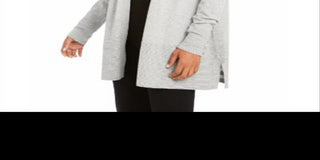 Cardigan feminino Charter Club com frente aberta, cinza, tamanho XS