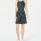 Vestido casual listrado Halter feminino Bar III, preto, tamanho médio