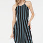Vestido casual listrado Halter feminino Bar III, preto, tamanho médio
