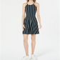 Vestido casual listrado Halter feminino Bar III, preto, tamanho médio