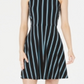 Vestido casual listrado Halter feminino Bar III, preto, tamanho médio