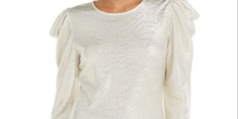 Blusa feminina INC com manga bufante e brilho, amarela, tamanho 2XL