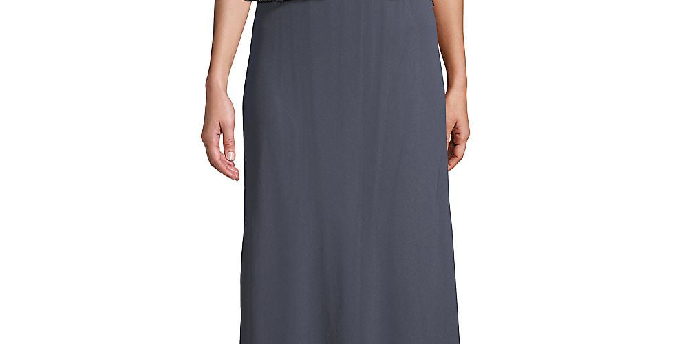 Vestido Capelet Feminino J Kara Cinza com Lantejoulas Tamanho 14