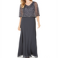 Vestido Capelet Feminino J Kara Cinza com Lantejoulas Tamanho 14