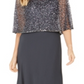 Vestido Capelet Feminino J Kara Cinza com Lantejoulas Tamanho 14