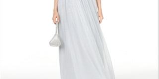 Vestido de festa City Studios Juniors com decote profundo metálico, tamanho 3, prata