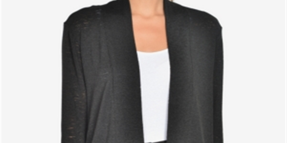 Cardigan drapeado com manga sino feminino Ny Collection, preto, tamanho pequeno