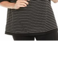 Blusa feminina Anne Klein listrada com manga 3/4 e gola alta, preta, tamanho XS