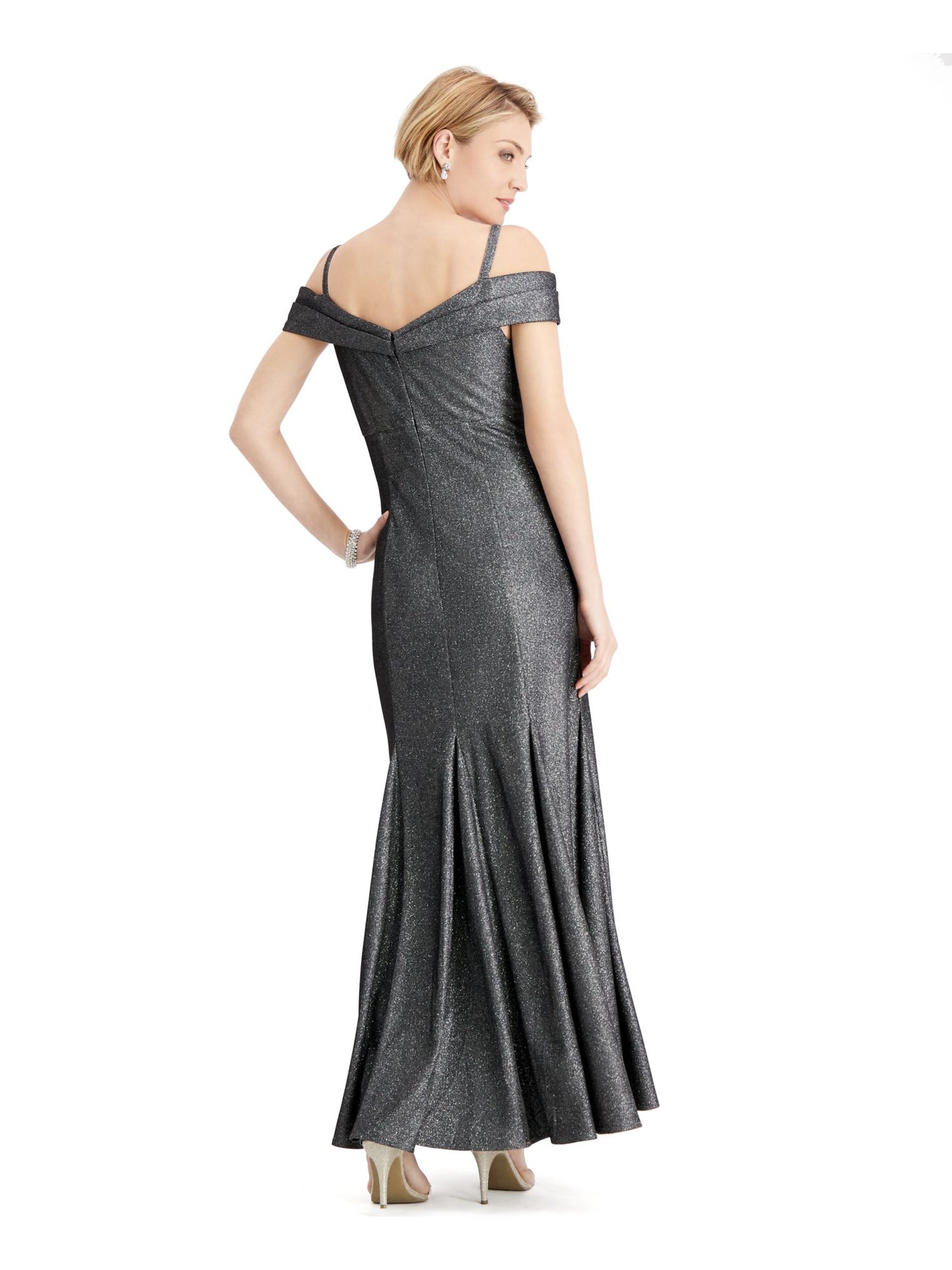 Vestido formal feminino R&amp;M RICHARDS, sem mangas, estilo maxi fit + flare, preto, tamanho 14