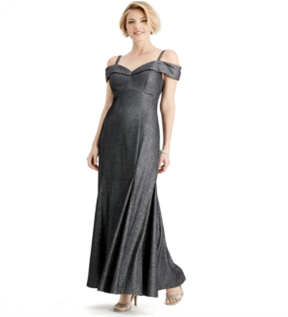 Vestido formal feminino R&amp;M RICHARDS, sem mangas, estilo maxi fit + flare, preto, tamanho 14