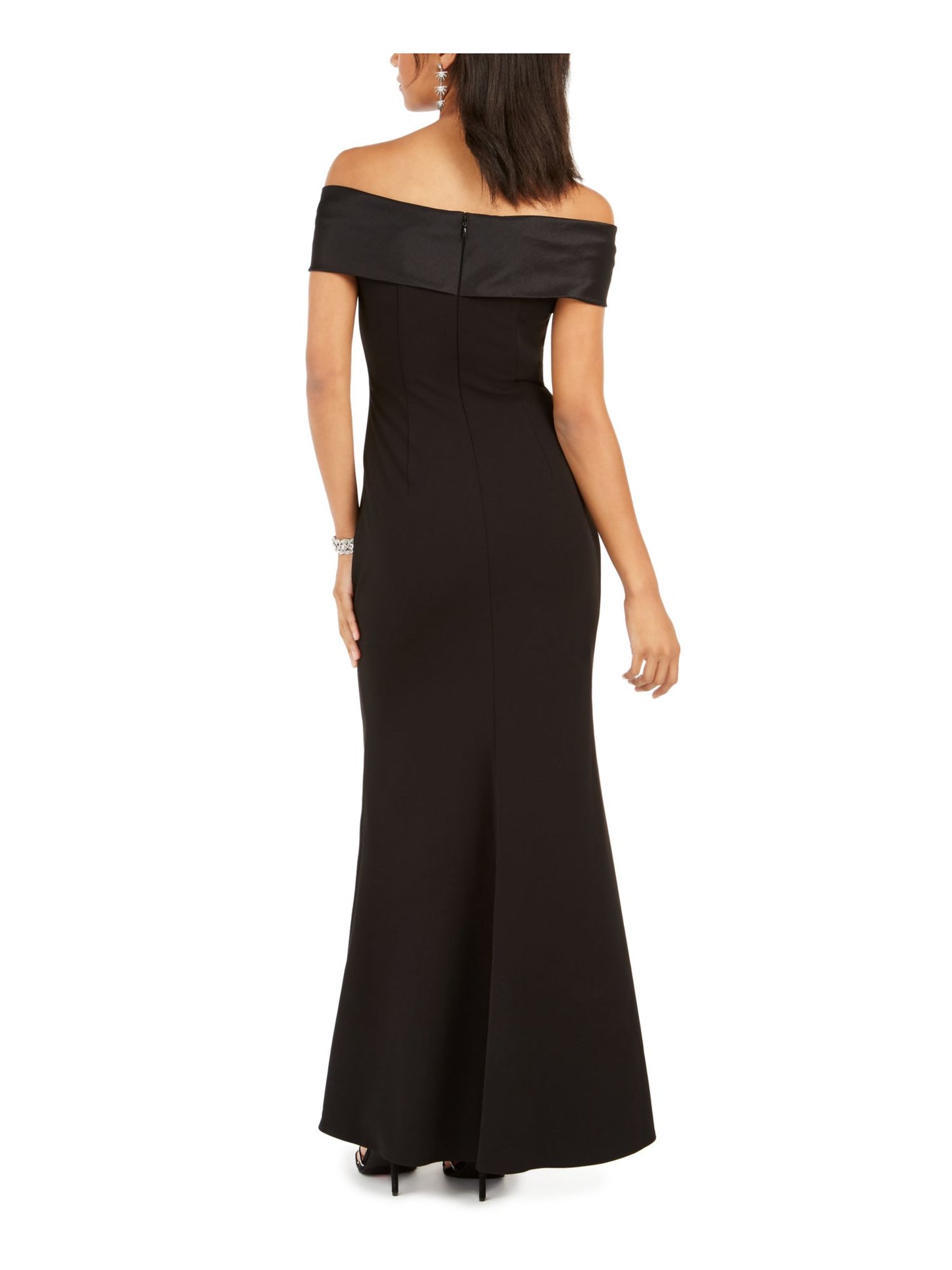 Vestido de festa longo lápis Eliza J feminino, sem mangas, ombro de fora, preto, tamanho 8