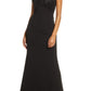 Vestido de festa longo lápis Eliza J feminino, sem mangas, ombro de fora, preto, tamanho 8