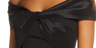 Vestido de festa longo lápis Eliza J feminino, sem mangas, ombro de fora, preto, tamanho 8