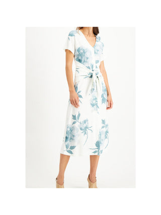 Vestido-camisa feminino Alfani com estampa floral e amarração frontal, marfim, tamanho M