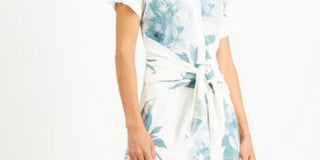 Vestido-camisa feminino Alfani com estampa floral e amarração frontal, marfim, tamanho M