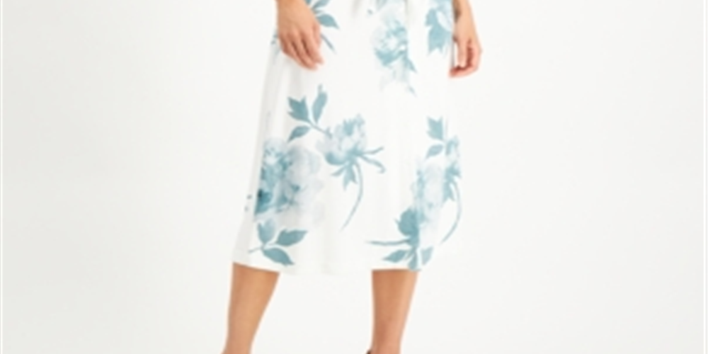 Vestido-camisa feminino Alfani com estampa floral e amarração frontal, marfim, tamanho M