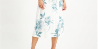 Vestido-camisa feminino Alfani com estampa floral e amarração frontal, marfim, tamanho M