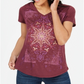 Camiseta feminina com estampa sunburst da Style &amp; Co - Roxo com lantejoulas sunburst, tamanho XS -