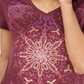 Camiseta feminina com estampa sunburst da Style &amp; Co - Roxo com lantejoulas sunburst, tamanho XS -