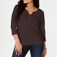 Camisa Henley de algodão pequena Karen Scott feminina, tamanho chocolate, pequena M