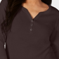 Camisa Henley de algodão pequena Karen Scott feminina, tamanho chocolate, pequena M